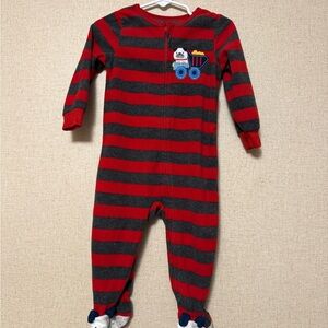 Carter's Red and Gray Striped Footie